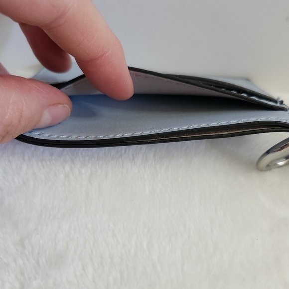 Nine West Leather Aqua Light Baby Blue Card Cash Case Wallet - Picture 7 of 8